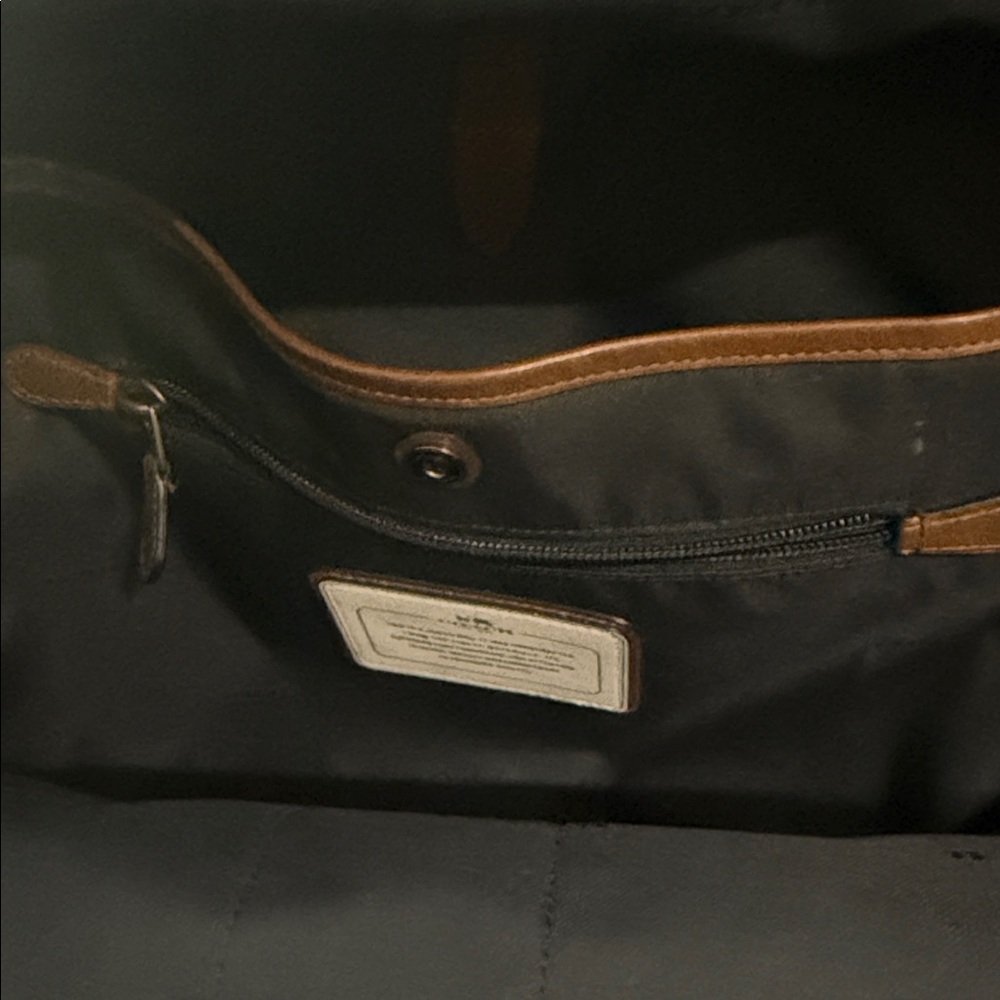 Coach Leather Backpack with Orange and Black Stripes - Picture 3 of 7
